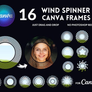 Marcos de Canva con forma de molino de viento: Formas abstractas, plantillas de arrastrar y soltar (descarga digital)