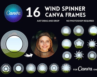 Marcos de Canva con forma de molino de viento: Formas abstractas, plantillas de arrastrar y soltar (descarga digital)