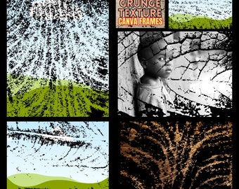 14 texturas grunge calcadas de hojas con marcos de Canva editables