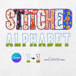 Charming Stitched Alphabet Canva Frames - Digital Embroidery Art