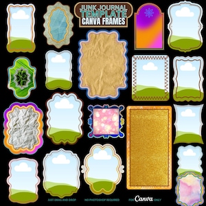 Junk Journal Template Canva Frames Vertical set