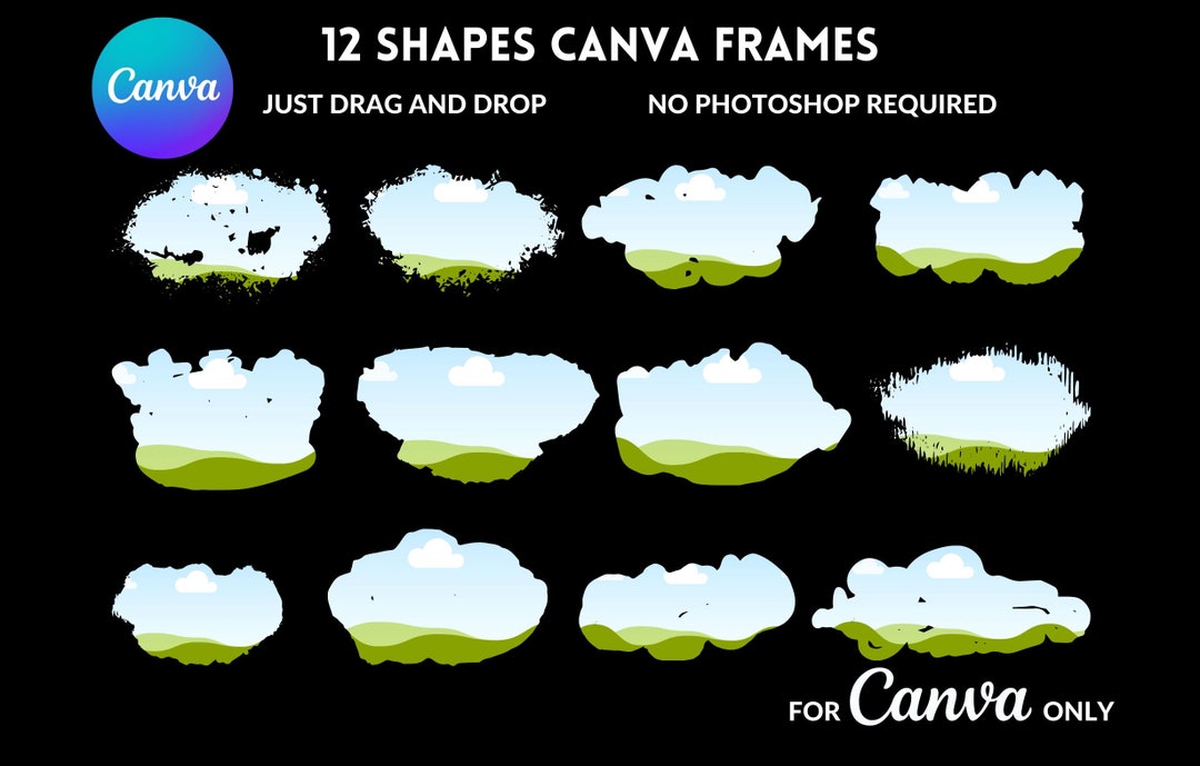 Editable Canva Frames, Brush Stroke Frames, Custom Grunge Background ...