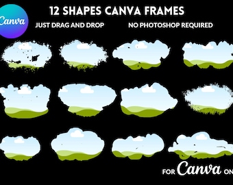 Marcos de Canva con pinceladas: Plantillas de fondo grunge (descarga digital)