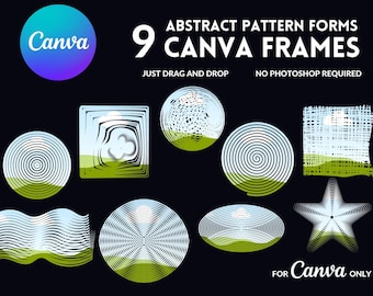 Marcos de Canva con patrones abstractos: plantillas de arrastrar y soltar (descarga digital)