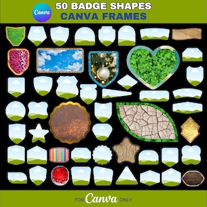 Dynamic Duo: 50 Badge Shapes Canva Frame Templates - Set of 2 Layers