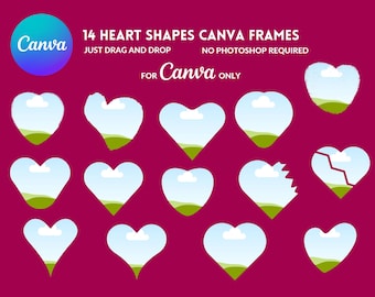 Marcos de corazones de Canva: Plantillas de San Valentín dibujadas a mano (Descarga digital)