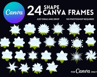 Marcos de Canva con formas de flores abstractas: Plantillas de arrastrar y soltar (Descarga digital)