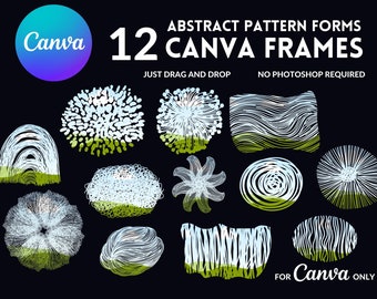 Marcos de Canva con patrones abstractos: plantillas de arrastrar y soltar (descarga digital)
