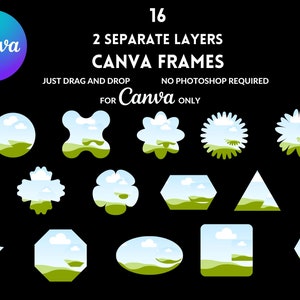 Editable 2 Separate Layer Canva frames, Abstract shape canva frames bundle, Fill Your Own Drag & Drop Templates, Commercial Use