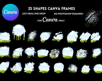 Grunge Brush Stroke Canva Frames: Drag & Drop Templates (Digital Download)