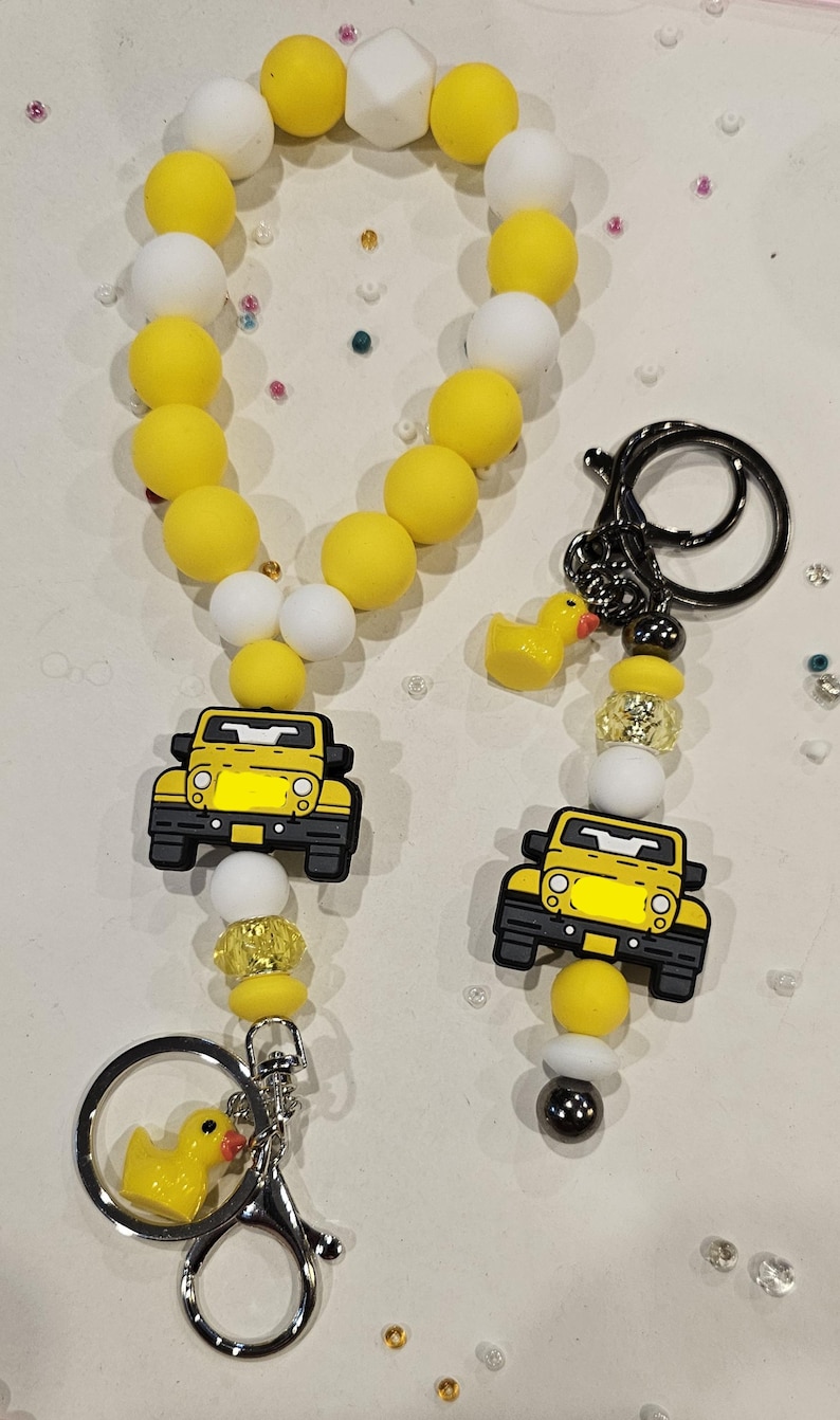 Off-road 4X4 Truck Silicone Beaded Wristlet Keychain With Duck Charm in ...