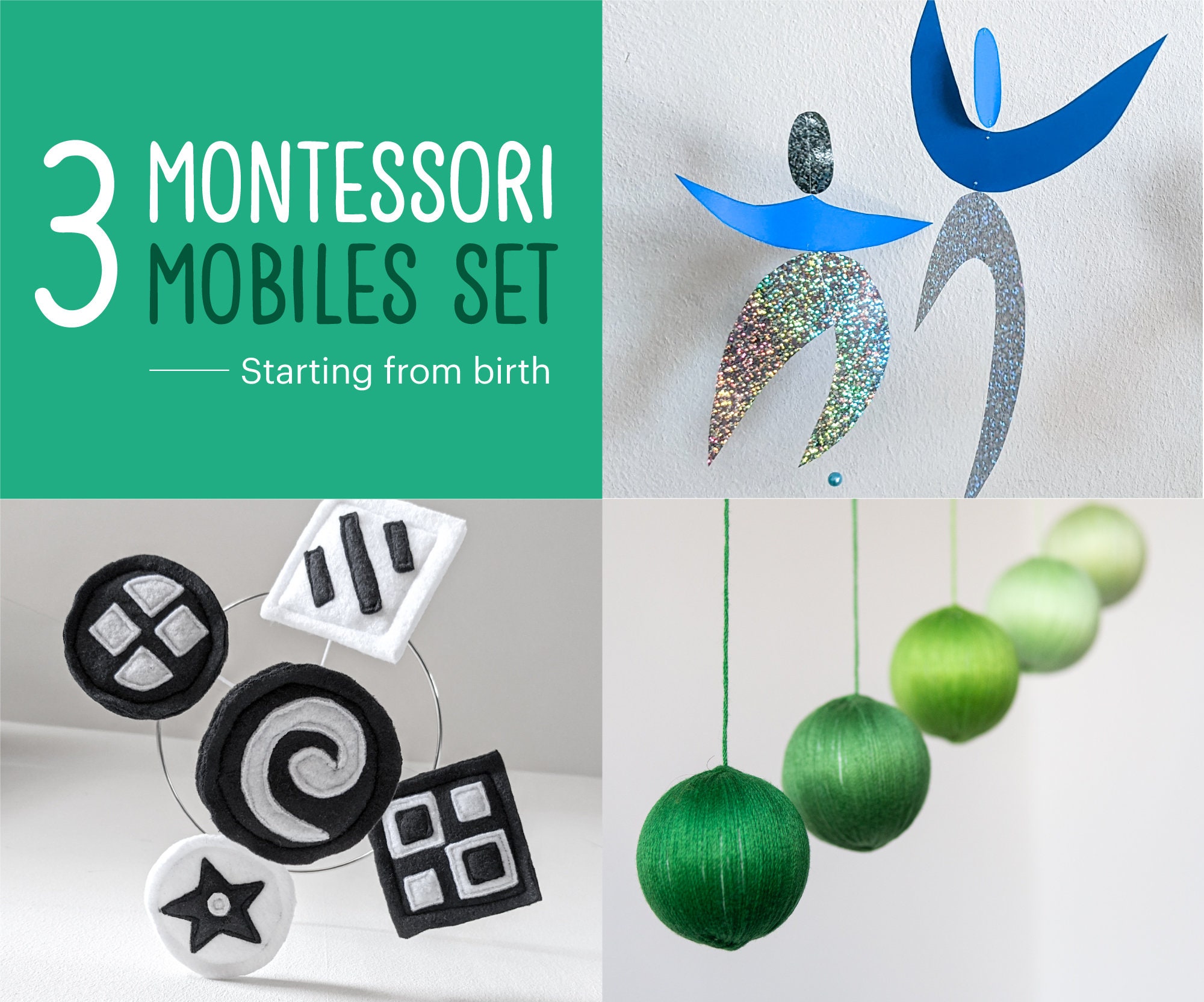 Set of 5 X Montessori Mobile Munari, Orange Gobbi, Dancers, Octahedron,  Rainbow, Boy, Girl, Mobile, Baby Mobile, Hanging Mobile, Giostrine 