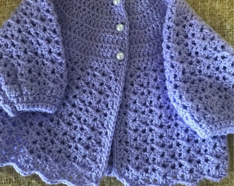 Hand crochet baby matinee coat. Gift wrapped