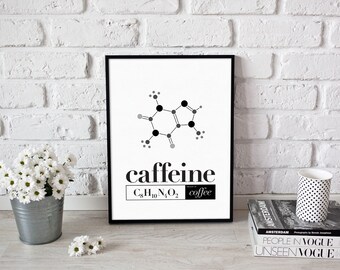 Caffeine Chemistry > quirky coffee typography print / kitchen / home decor / gift for geeks / science is cool