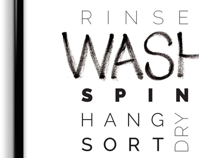 WASH > Laundry Decor / Wash Room Print / Brush Lettering Typography ...