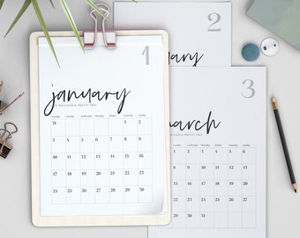 PRINTABLE 2022 CALENDAR (week starting Monday) with modern typography > monthly planner / wall calendar / A4 landscape & portrait