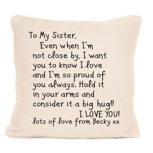 Christmas Gift For Sister - Personalised Cushion - Perfect Special Gift To A Sister From Her Brother Or Sisters