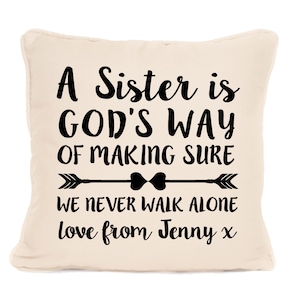 Gift For Sister -  Personalised Piped - Cushion With Pad Included -18x18 Inch- Perfect Gift For A Special Sister On Any Occasion
