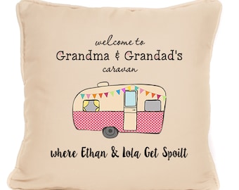 Coussin personnalisé pour la vie en caravane Bienvenue dans le cadeau de Noël ou d’anniversaire parfait de grand-mère et grand-père pour grand-mère de petits-enfants