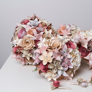 Build Your Own Paper Flower Bridal Set (Mixed origami paper flowers) Book page flowers