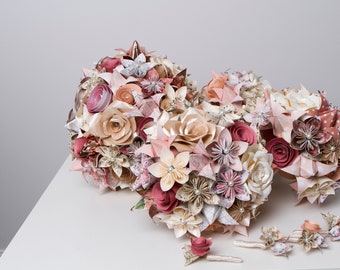 Build Your Own Paper Flower Bridal Set (Mixed origami paper flowers) Book page flowers