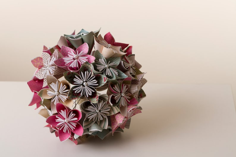 Origami flower bouquet, Origami bouquet, Paper flower bouquet, Wedding bouquet, Paper flower bouquet, Kusudama bouquet image 3