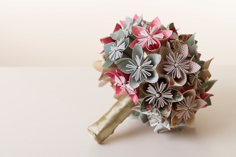 Origami flower bouquet, Origami bouquet, Paper flower bouquet, Wedding bouquet, Paper flower bouquet, Kusudama bouquet image 1