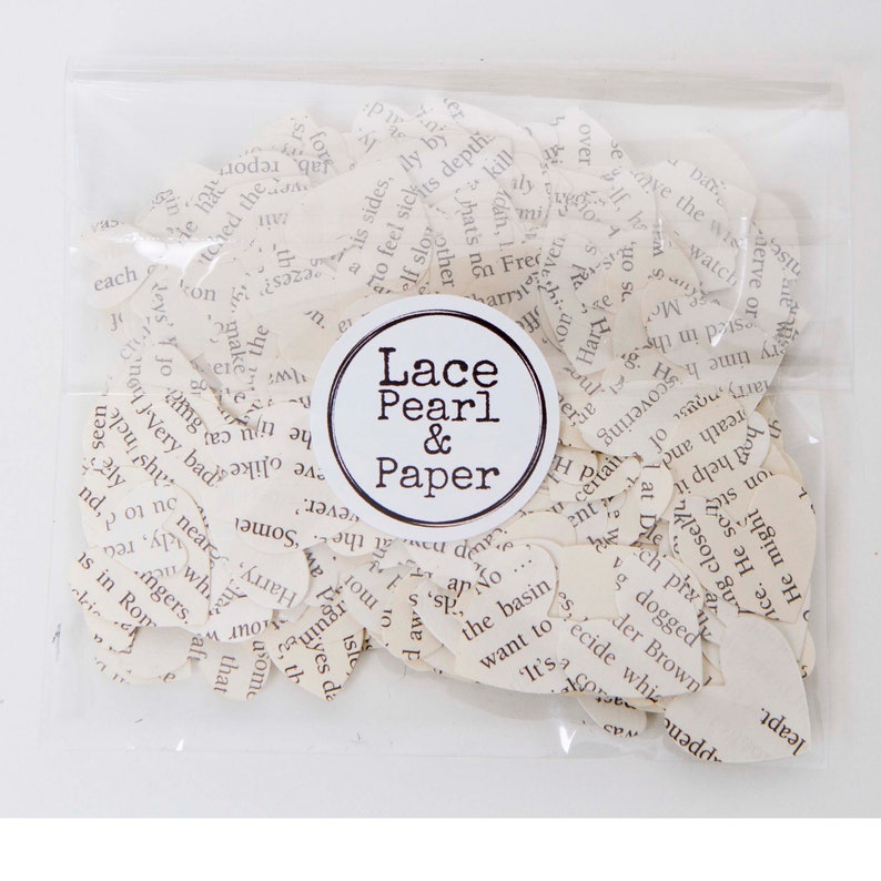 Book page heart shaped confetti