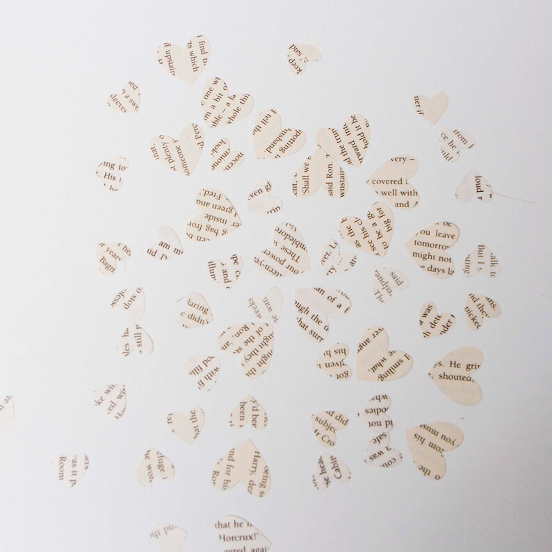 Book page heart shaped confetti