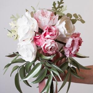 Paper flower bouquet, Paper peony bouquet, Eucalyptus leaves, Paper wedding bouquet, Origami flowers, Paper flowers, Paper peonies,  gift,