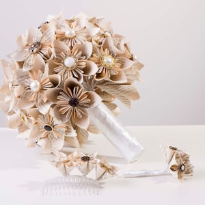 Book Page Bouquet, Paper flower bouquet, Vintage button bouquet, HP, book page bouquet, Harry,