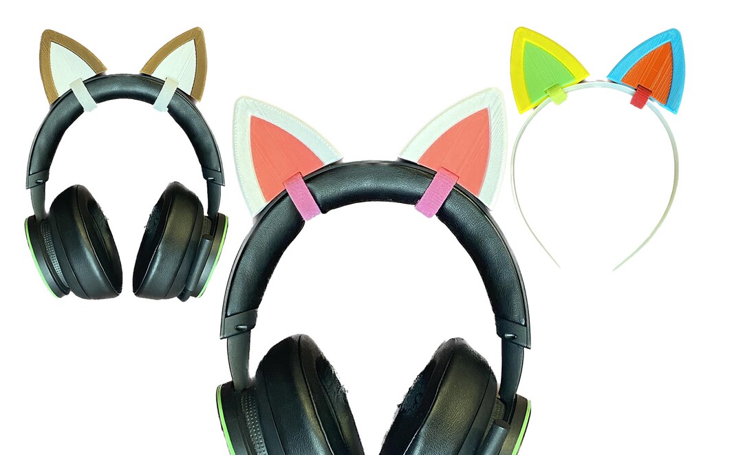 2x Cat Ears for Headset 16 Colors Made in USA Etsy