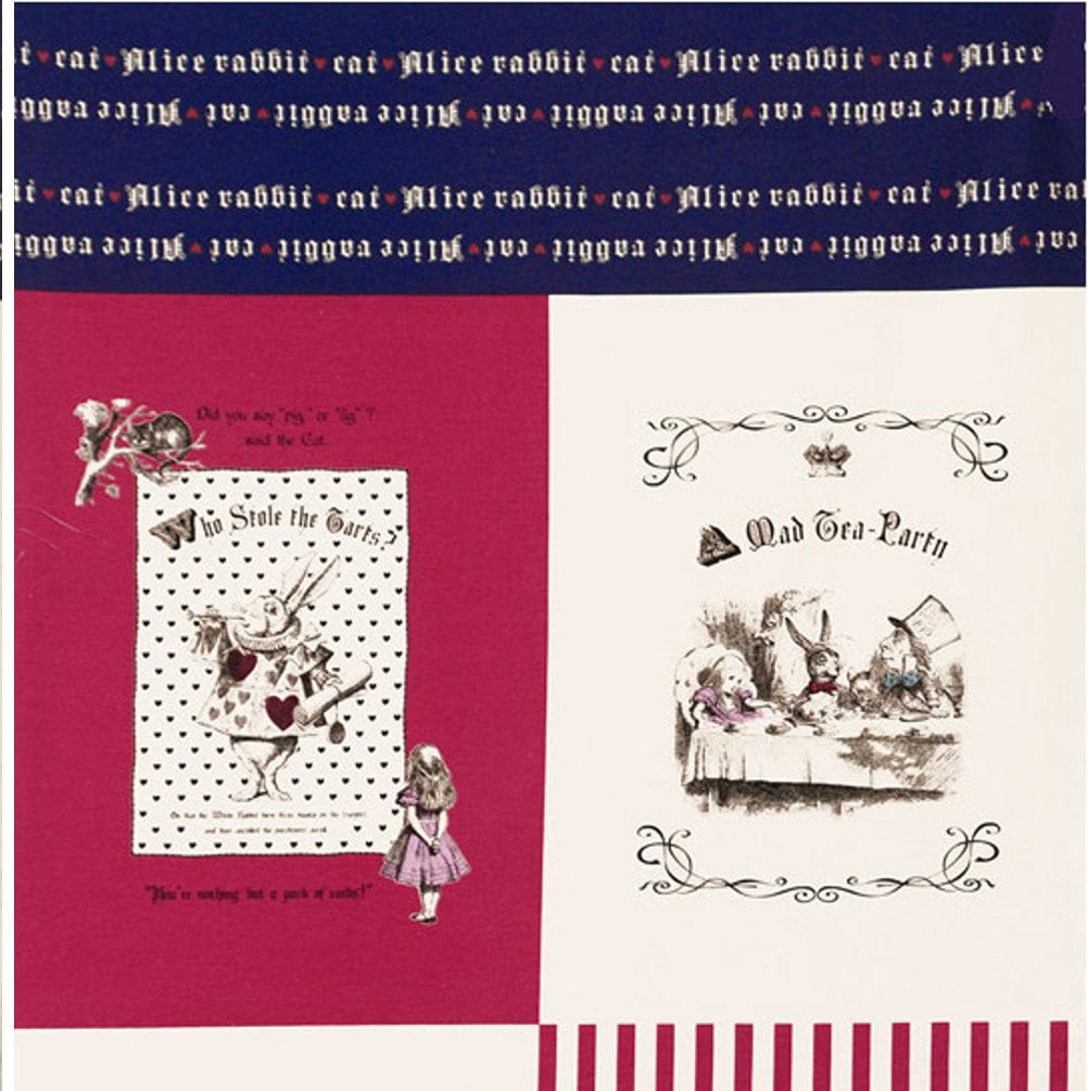 Sale Japanese Cotton Linen Fabric Lecien Alice In Wonderland 4 Frame Panel