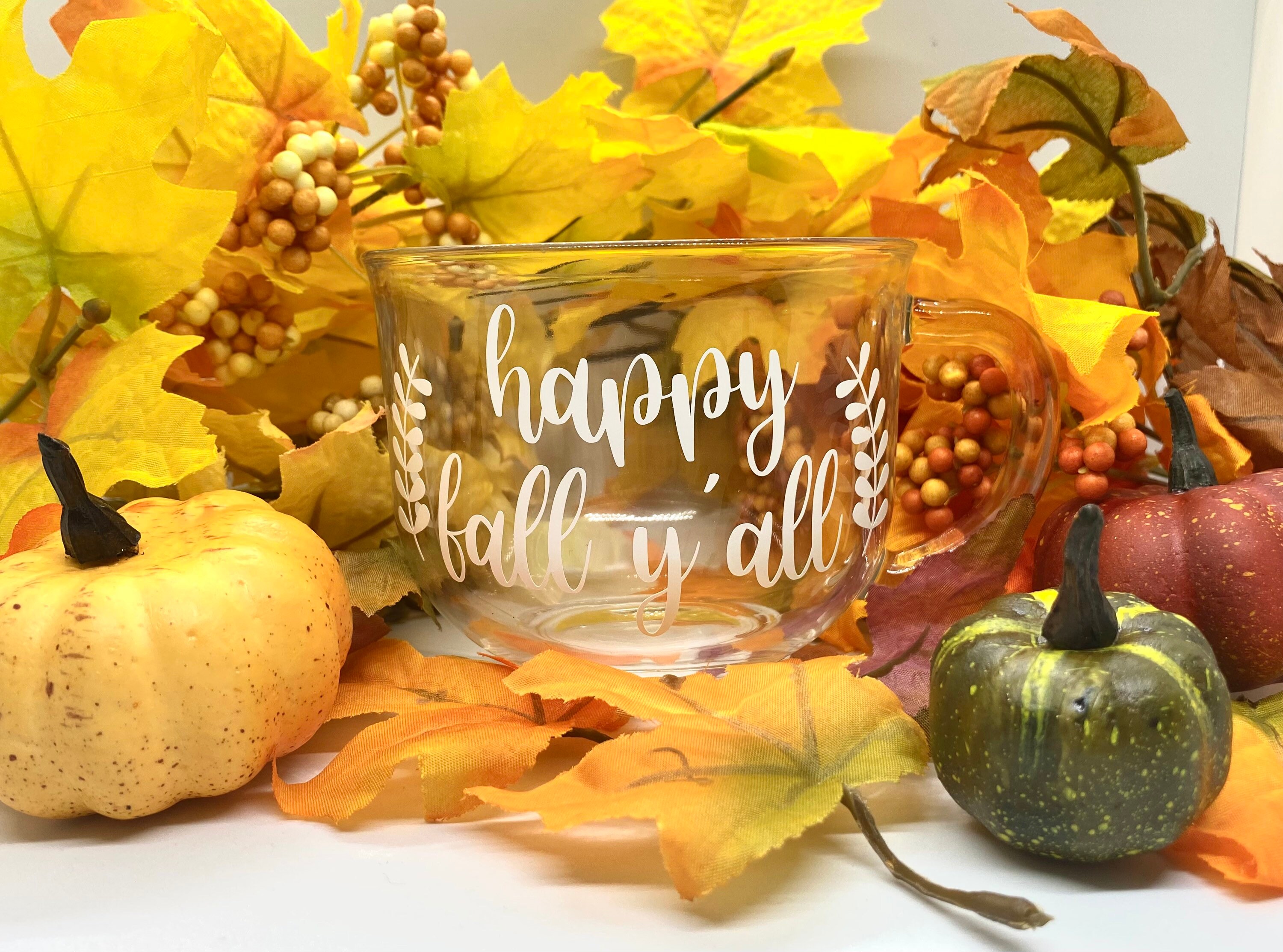 fall glass mugs