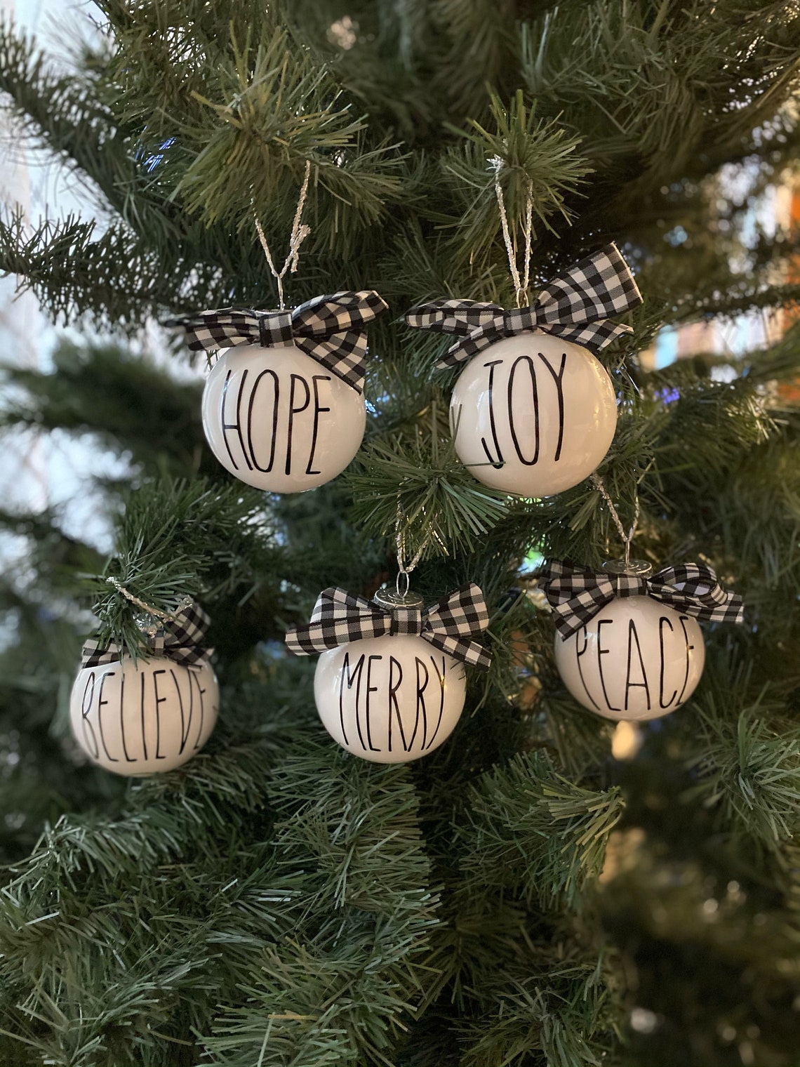 Rae Dunn Inspired CHRISTMAS ORNAMENTS Merry Joy Hope Etsy