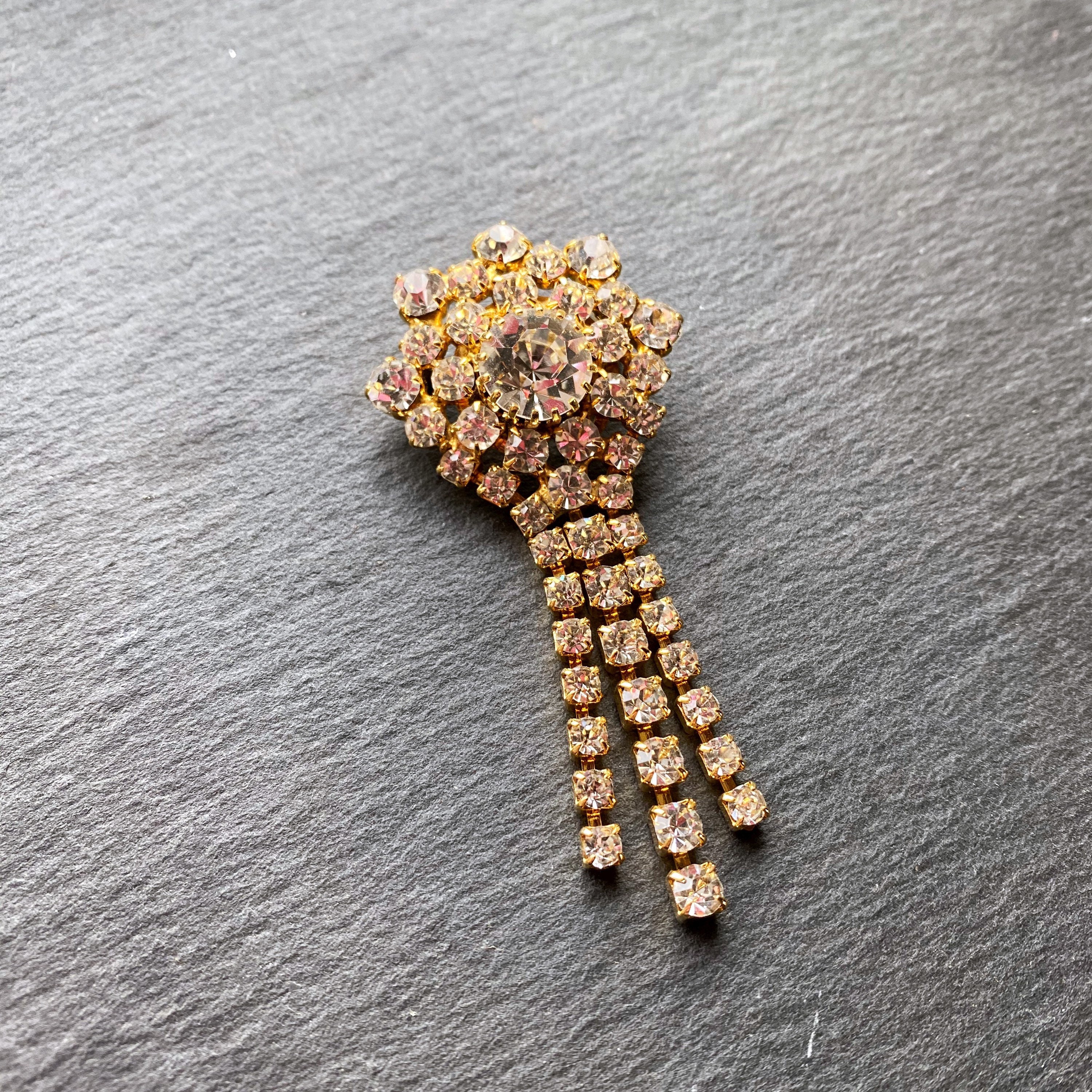 Broche Vintage En étoile Avec Strass - Occasion - Bijou Ancien Décoratif