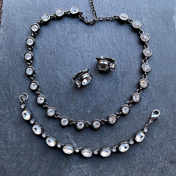 CIRO Gunmetal grey and crystal jewellery set, rhinest… Gem
