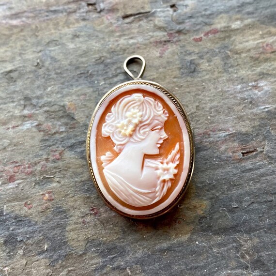 Silver And Real Shell Cameo Brooch Pendant Vintage - Real Cameo Pendant Silver And Real Shell Cameo Brooch Pendant Vintage - Real Cameo Pendant