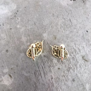 Jewelcraft earrings, vintage clip on earrings, rhinestone earrings, aurora borelis, vintage earrings, gold flower earrings, flower earrings image 5