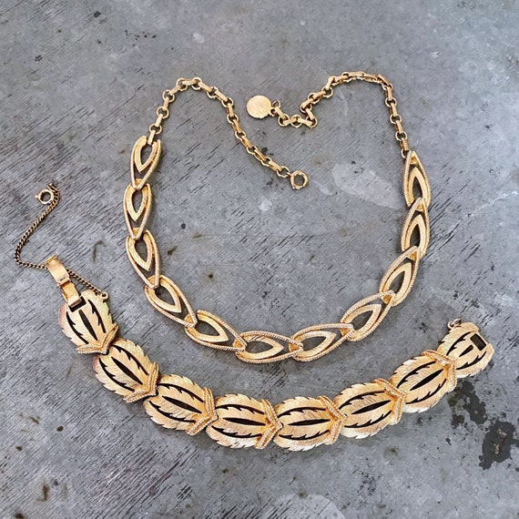 Vintage gold collar necklace and bracelet, gold collar necklace, bridal necklace and bracelet, gold vintage set, vintage bridal,