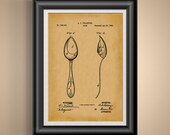 Kitchen Utensil Table Setting Artwork Restaurant Decor Silverware Spoon Patent Print Art Dining Room Decor Kitchen Breakfast Nook