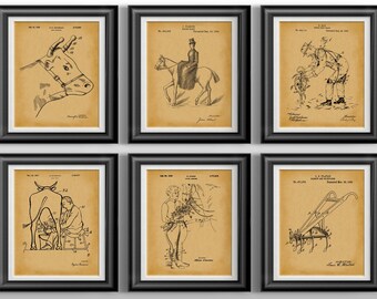 Rustic Farmhouse Print Set, Vintage Horse Cow Wall Art, Western Ranch Country Home Decor Gift