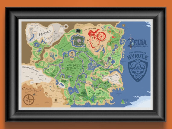 Legend of Zelda Breath of the Wild Map Nintendo Room Decor Zelda Gifts Zelda Birthday Video Game Posters