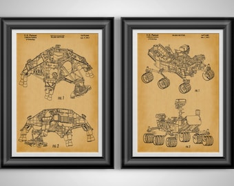 Mars Mission Patent Print Set, Space Exploration Wall Art, Astronaut Gift, Sci-Fi Room Decor Poster