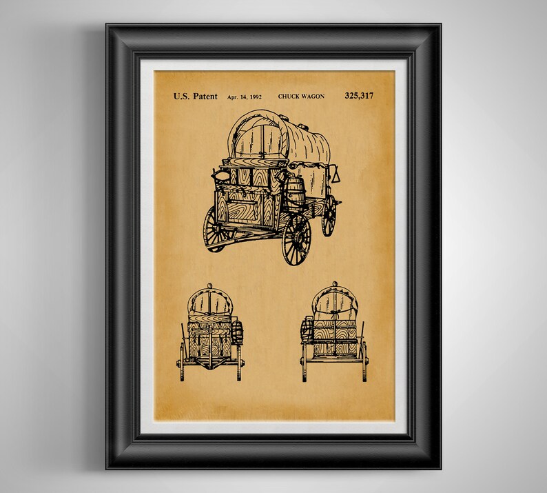 Chuck Wagon Wild West Wall Art Patent Print Artwork Old Image 0 Beige