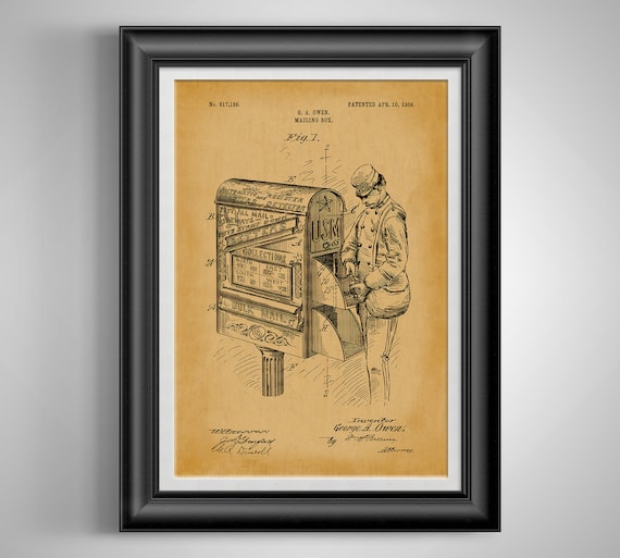 Mail Carriers Post Office and Mancaves Great Gift for Postal Workers Original Mailman Patent Artwork Set of 4 8 x 10 Unframed Patent Prints Vintage Decor for Home Office