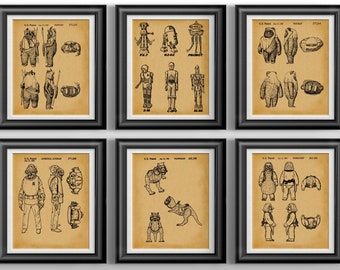 Star Wars Droid Star Wars Wall Art Star Wars Drawing Science Fiction Art Star Wars Decor Set of 6