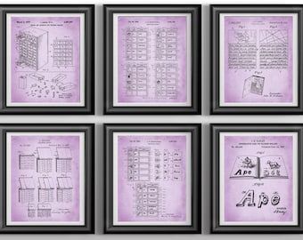 Elementary Educator Patent Print Set, Reading Writing Classroom Wall Art, Teacher Student Gift Decor