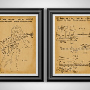 Van Halen Poster Eddie Van Halen Patent Print Rock and Roll Art Guitar Player Artwork Musician Gift 4 Rock and Roller Gift for Parent