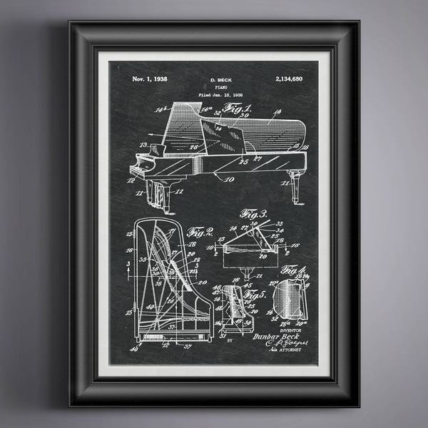 Steinway and Sons Grand Piano Patent Art Pianist Gift for Piano Player Gift for Keyboard Player Gift for Composer Gift 4 Song Writer PP 5056